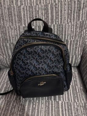 Coach Court Signature Mini Backpack in Navy and Black with Gold Hardware